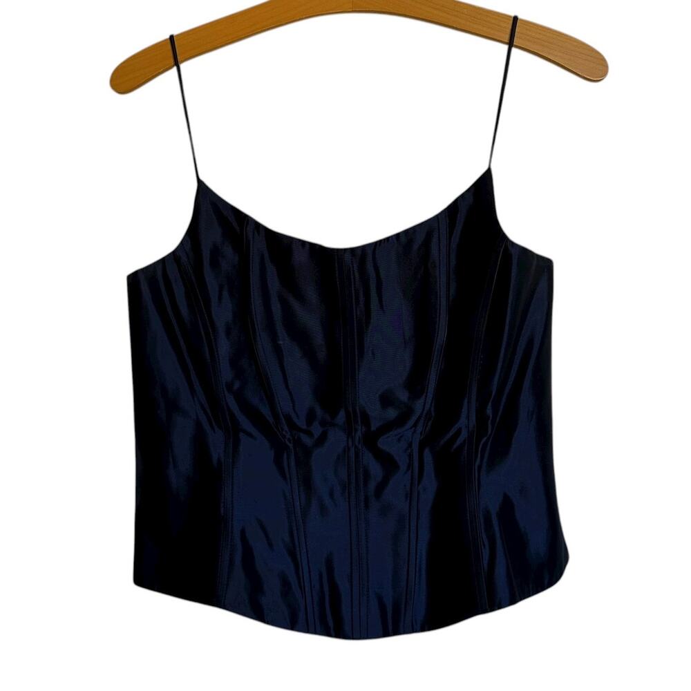 Vintage Michaelangelo Satin Corset Tank Top Navy Blue Regency Royal Cosplay 12